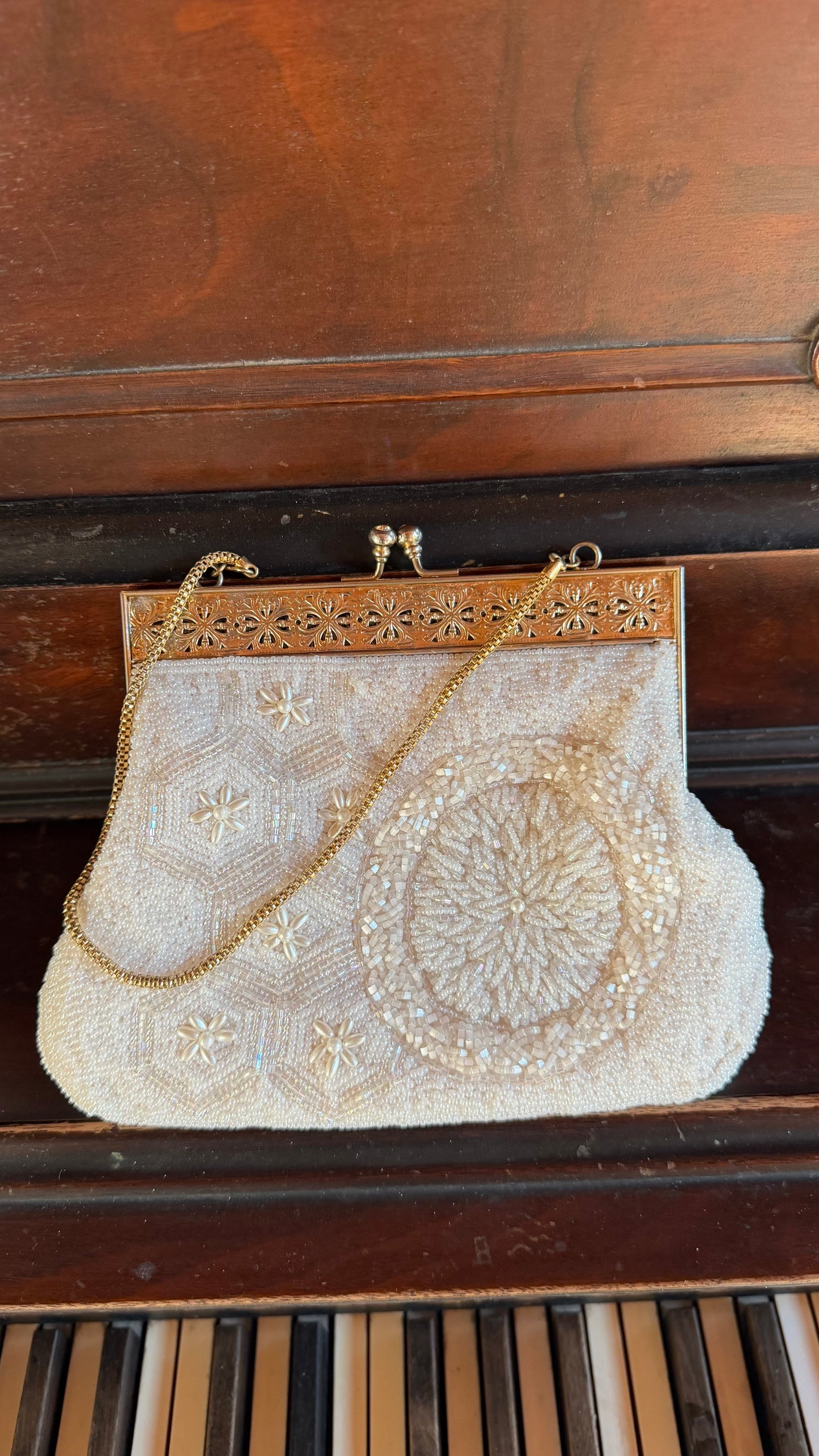 Antique Glass Beaded Evening Bag