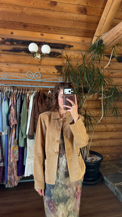 Camel Suede Whipstitch Jacket