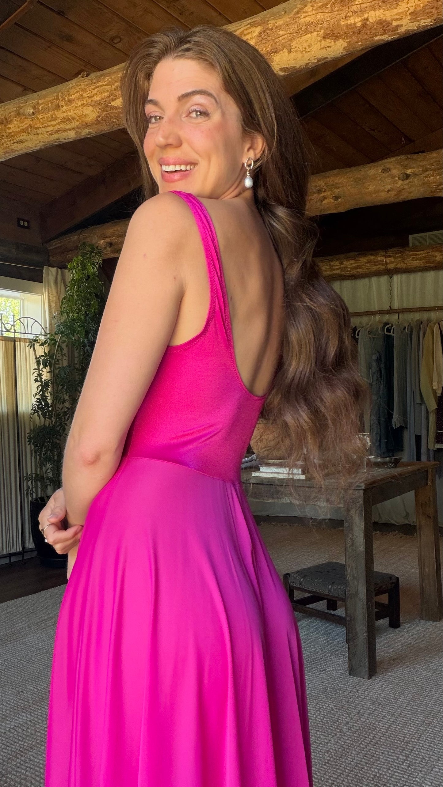 Rare Fuchsia Olga Lace Full Sweep Nightgown