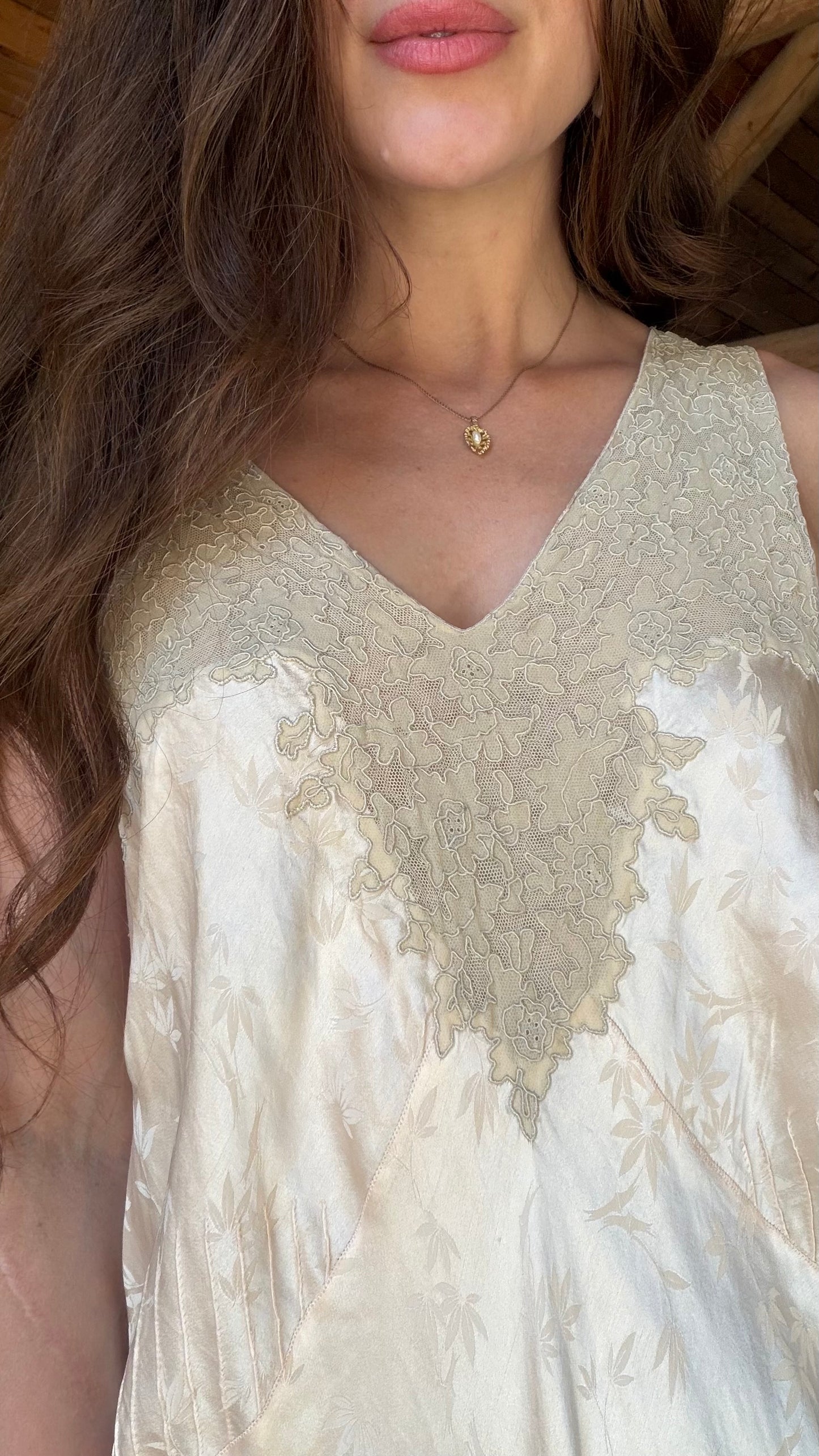 Rare Blush Silk Jacquard Heirloom Gown