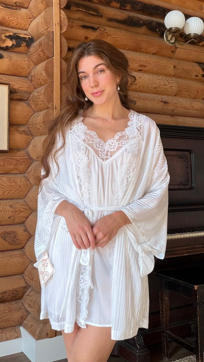 Deadstock White Lace Nightgown & Robe Set