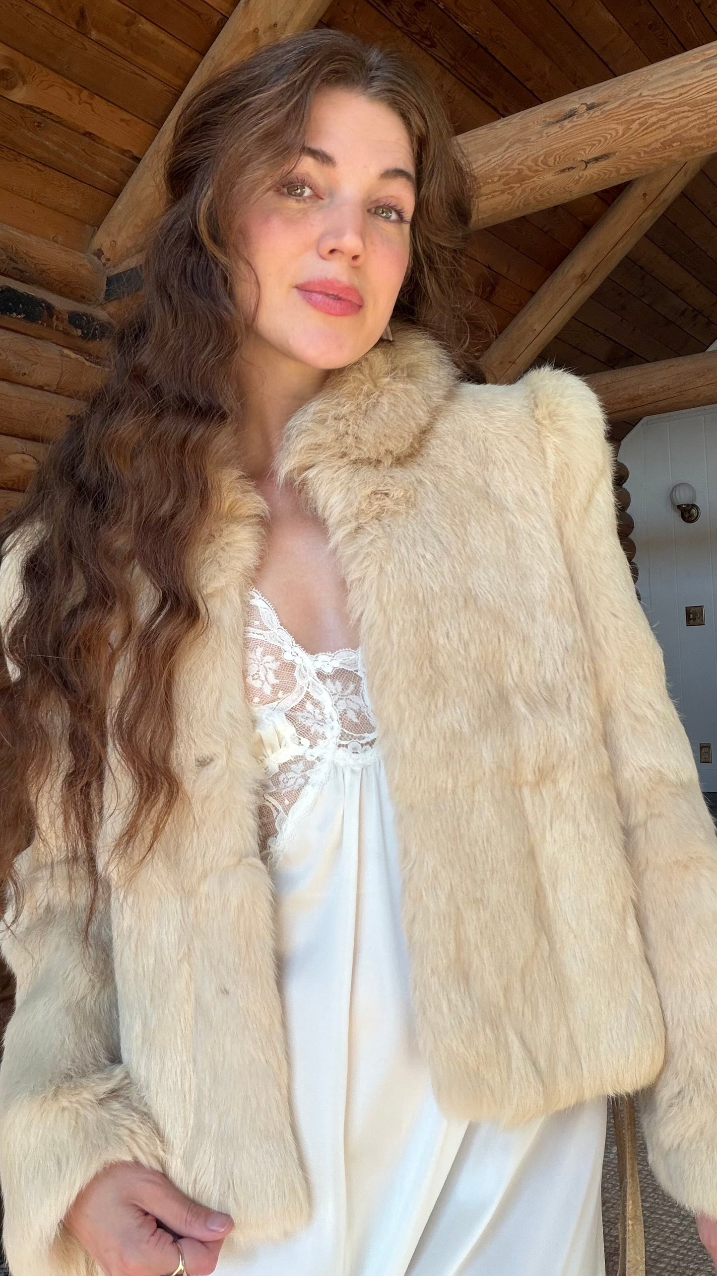 Cream Rabbit Fur Bridal Jacket