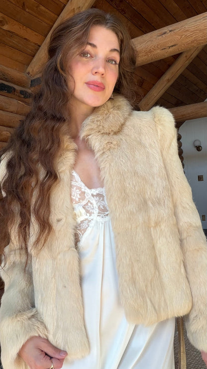 Cream Rabbit Fur Bridal Jacket