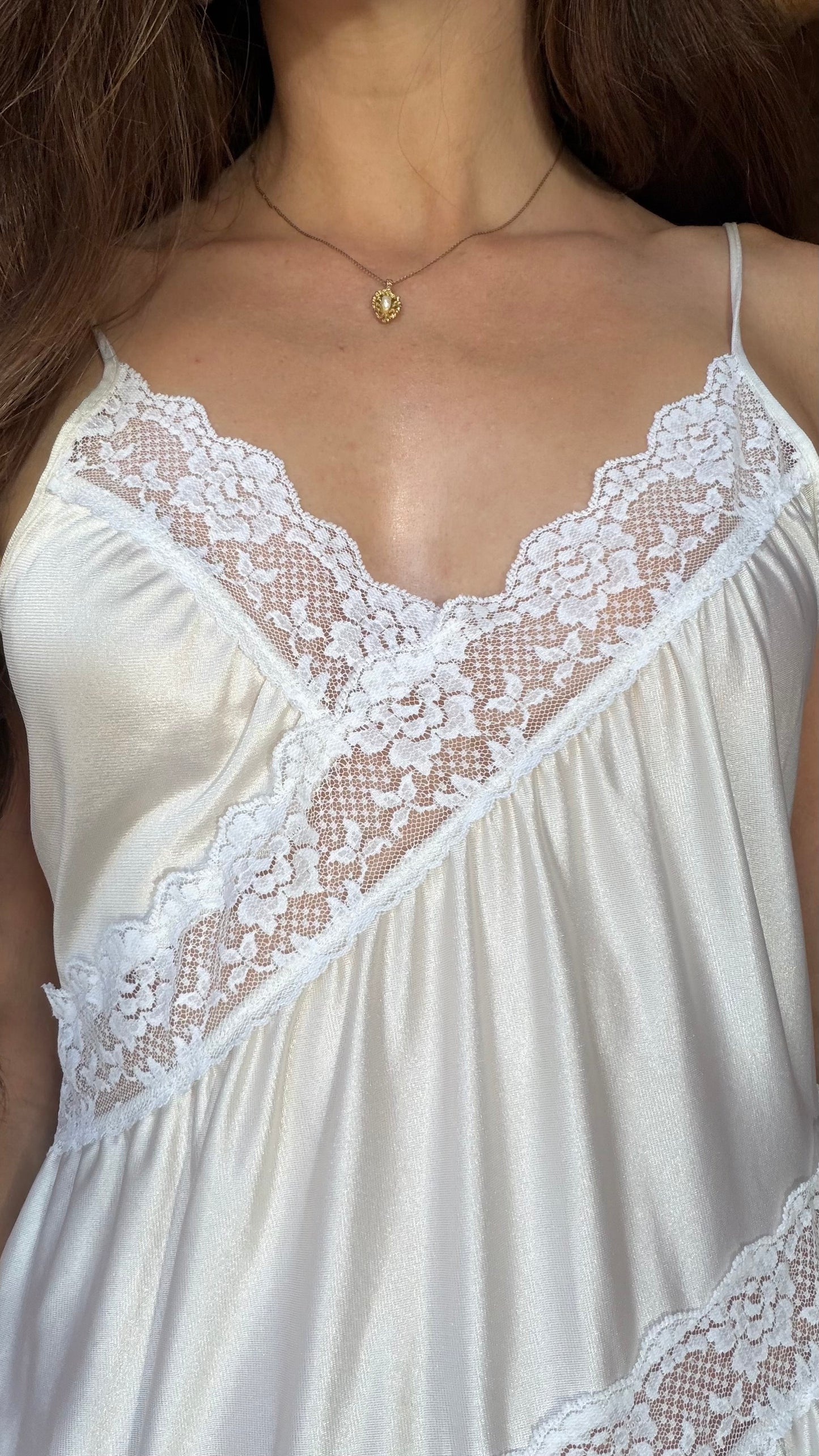 Ivory Lace Cascade Slip Dress