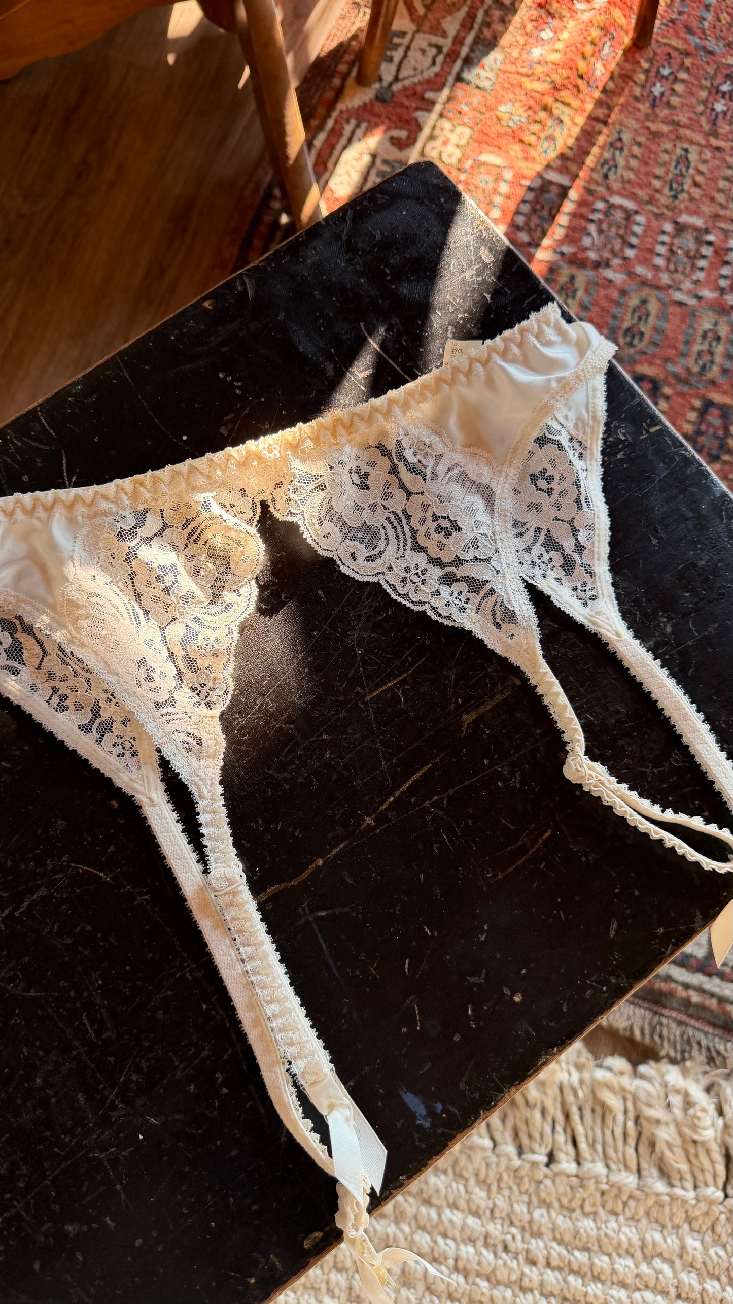 Christian Dior Ivory Lace Garter Belt