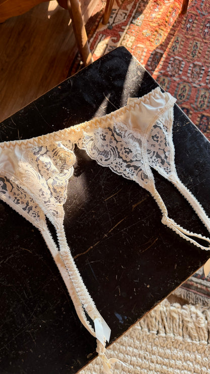 Christian Dior Ivory Lace Garter Belt