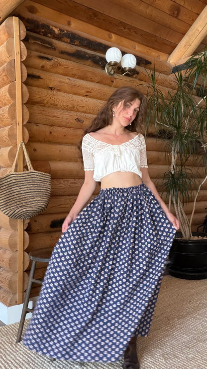 1970s Indigo Clover Prairie Skirt