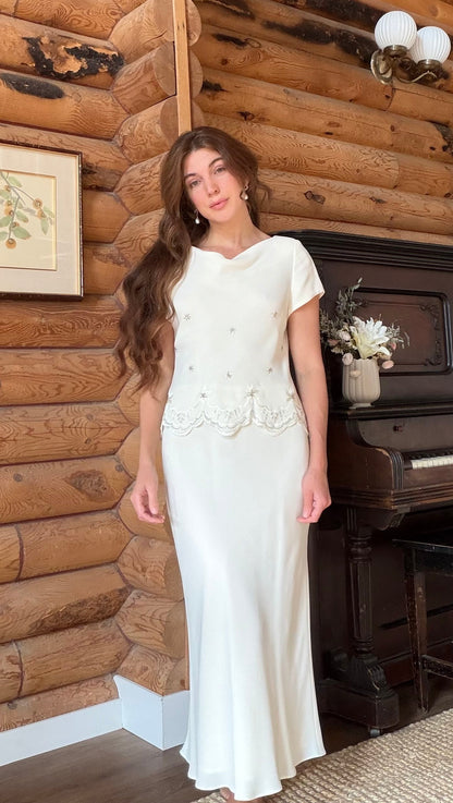 Ivory Beaded Column Dress