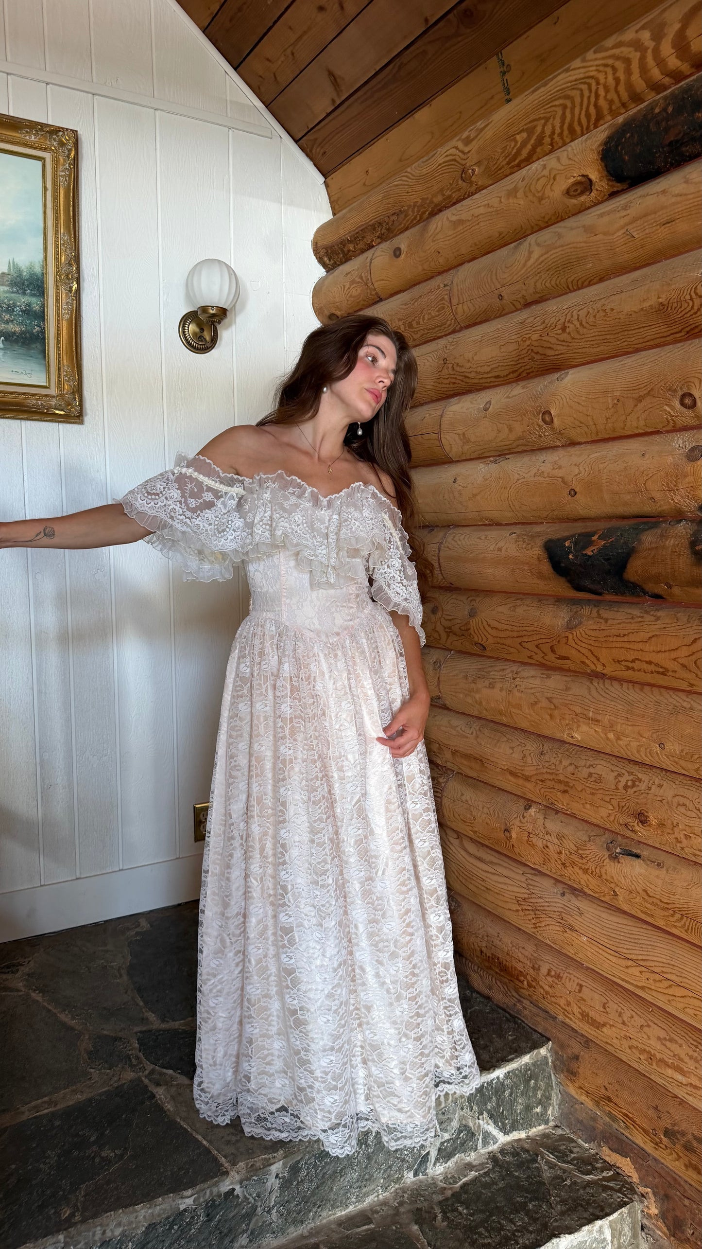 Rare Gunne Sax Blush Lace Bridal Gown