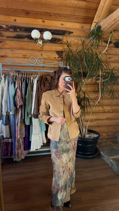Camel Suede Whipstitch Jacket