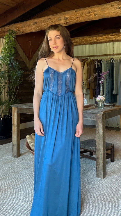 Marine Blue Lace Nightgown