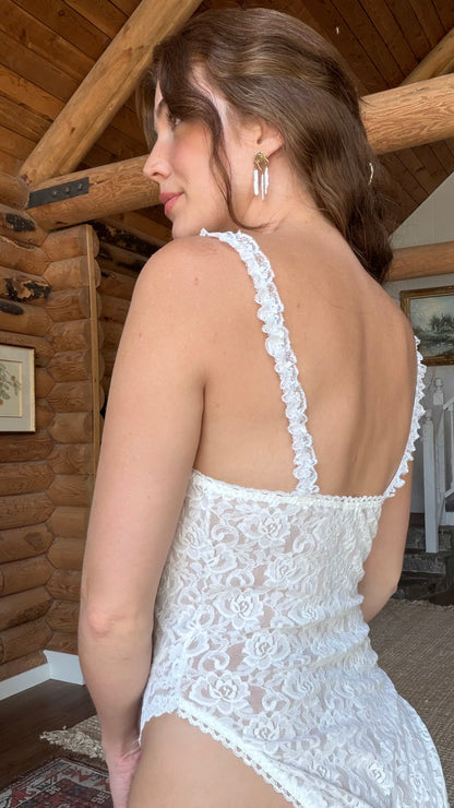 Sheer Lace Bustier Bodysuit