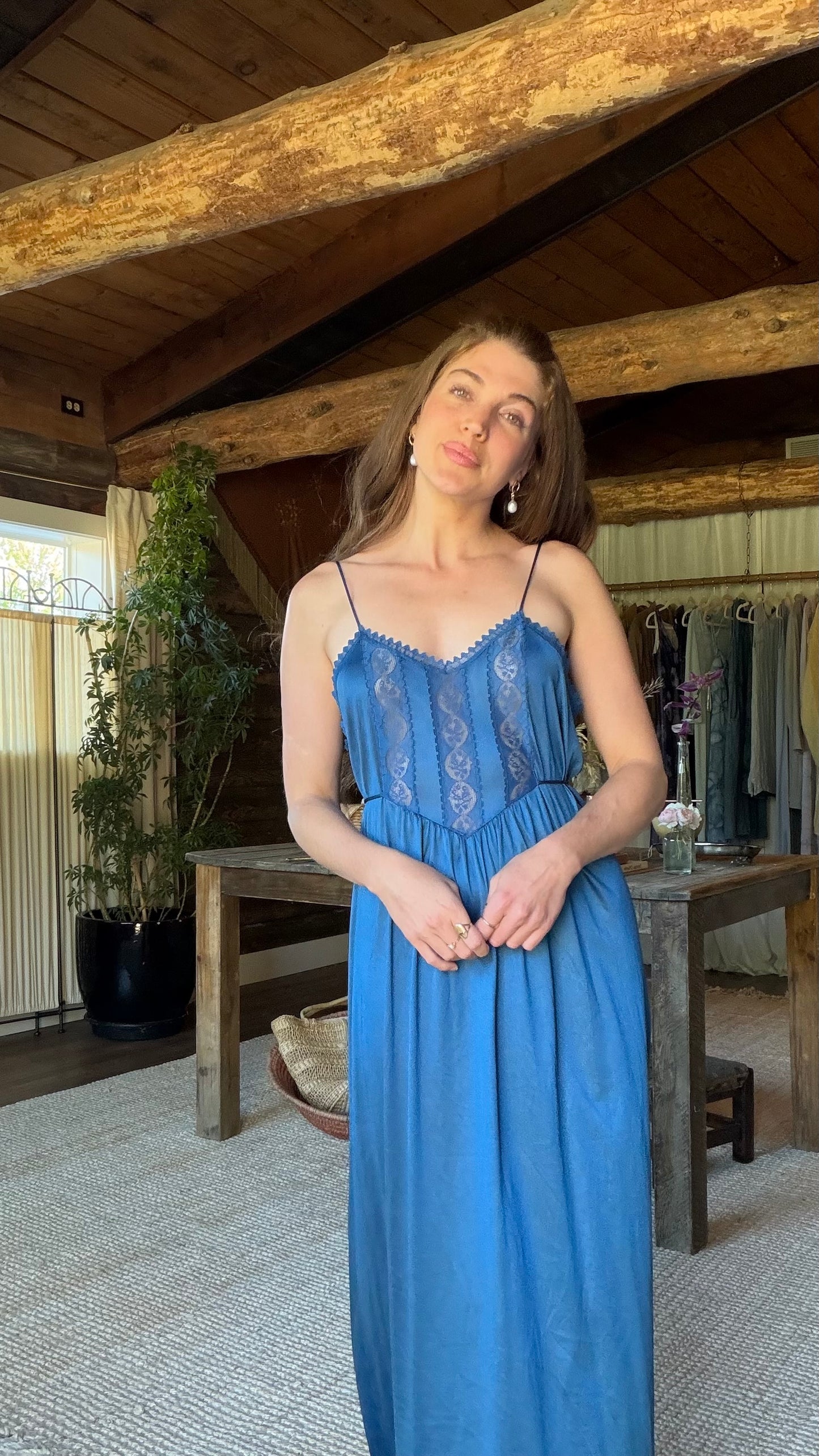 Marine Blue Lace Nightgown