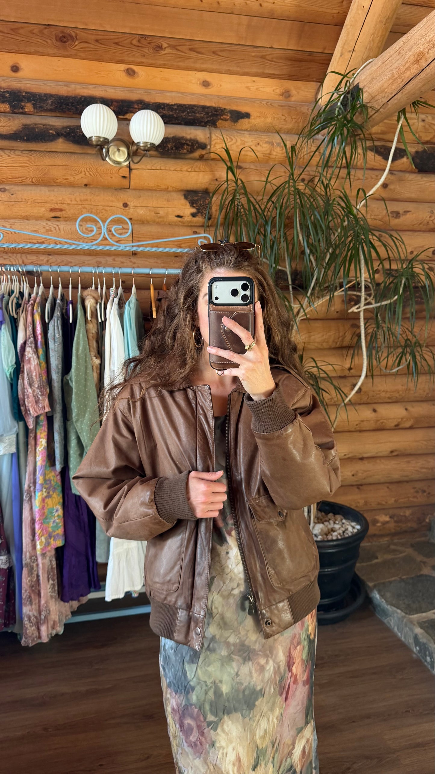 Buttery Chocolate Leather Bomber Jacket
