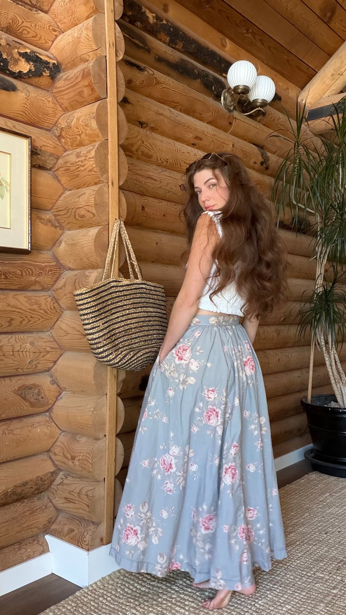 Dusty Blue Rose Skirt