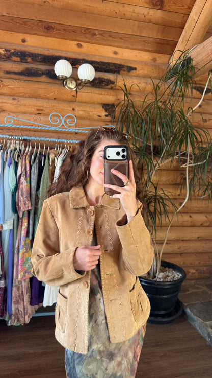 Camel Suede Whipstitch Jacket