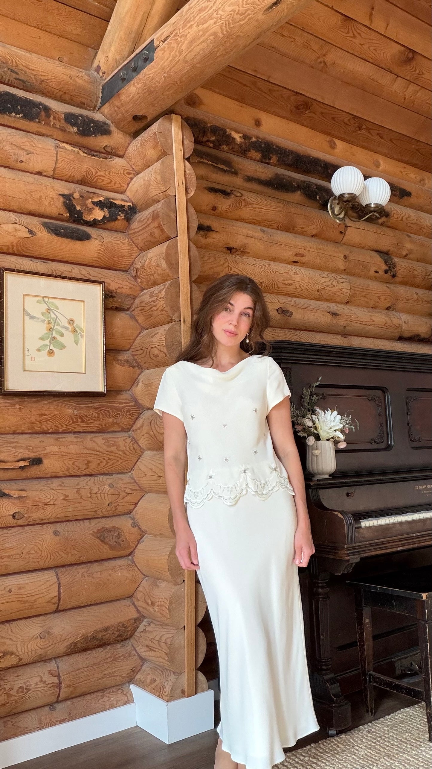 Ivory Beaded Column Dress