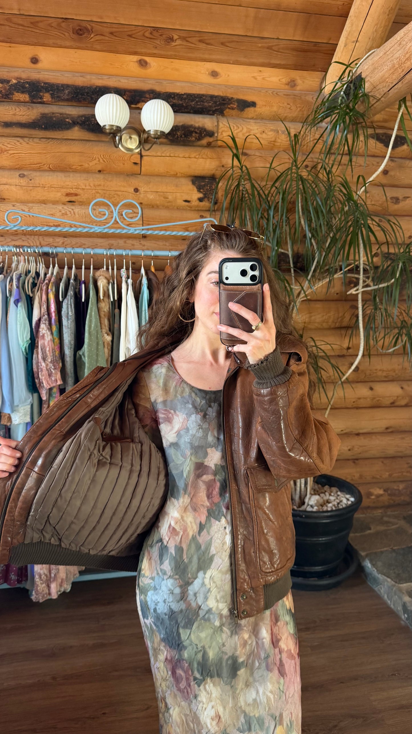 Iconic Brown Leather Bomber Jacket