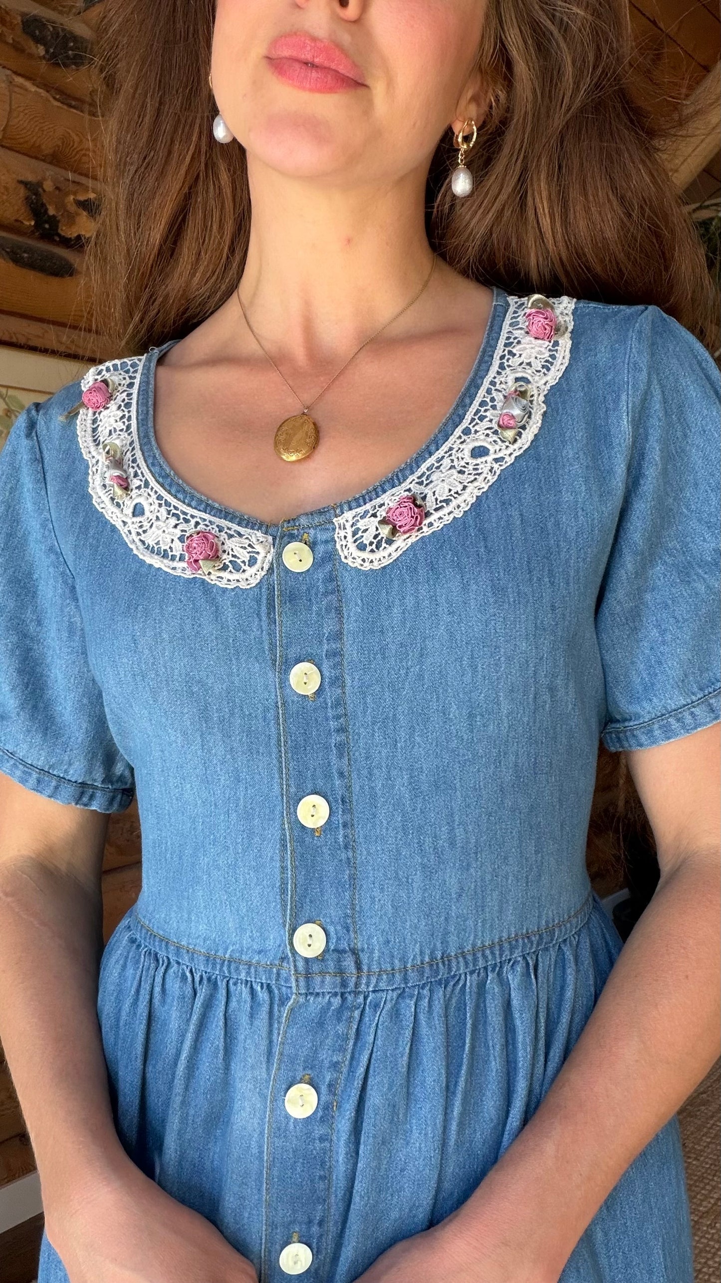 Cottage Rosebud Denim Dress