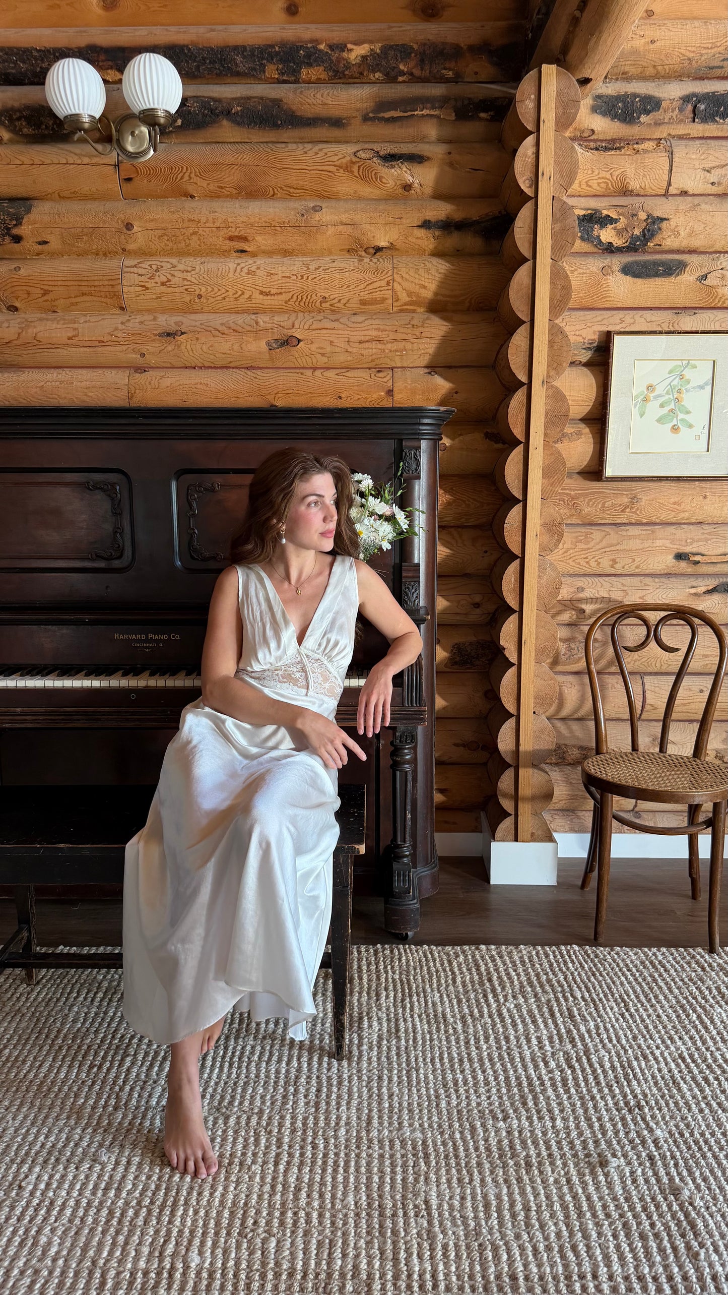 Ivory Bias Cut Lace Gown