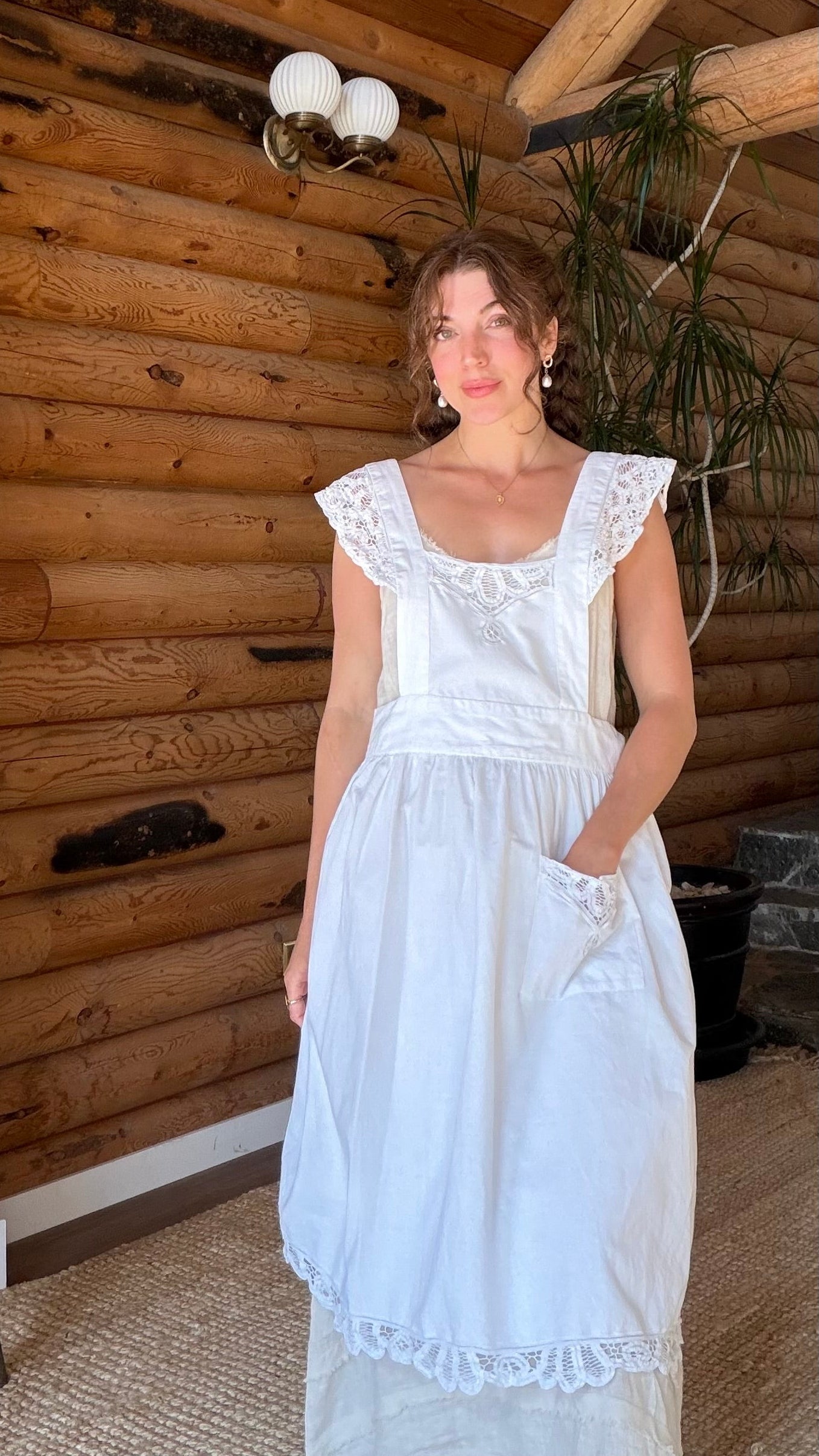 Antique Crochet Lace Pinafore Apron