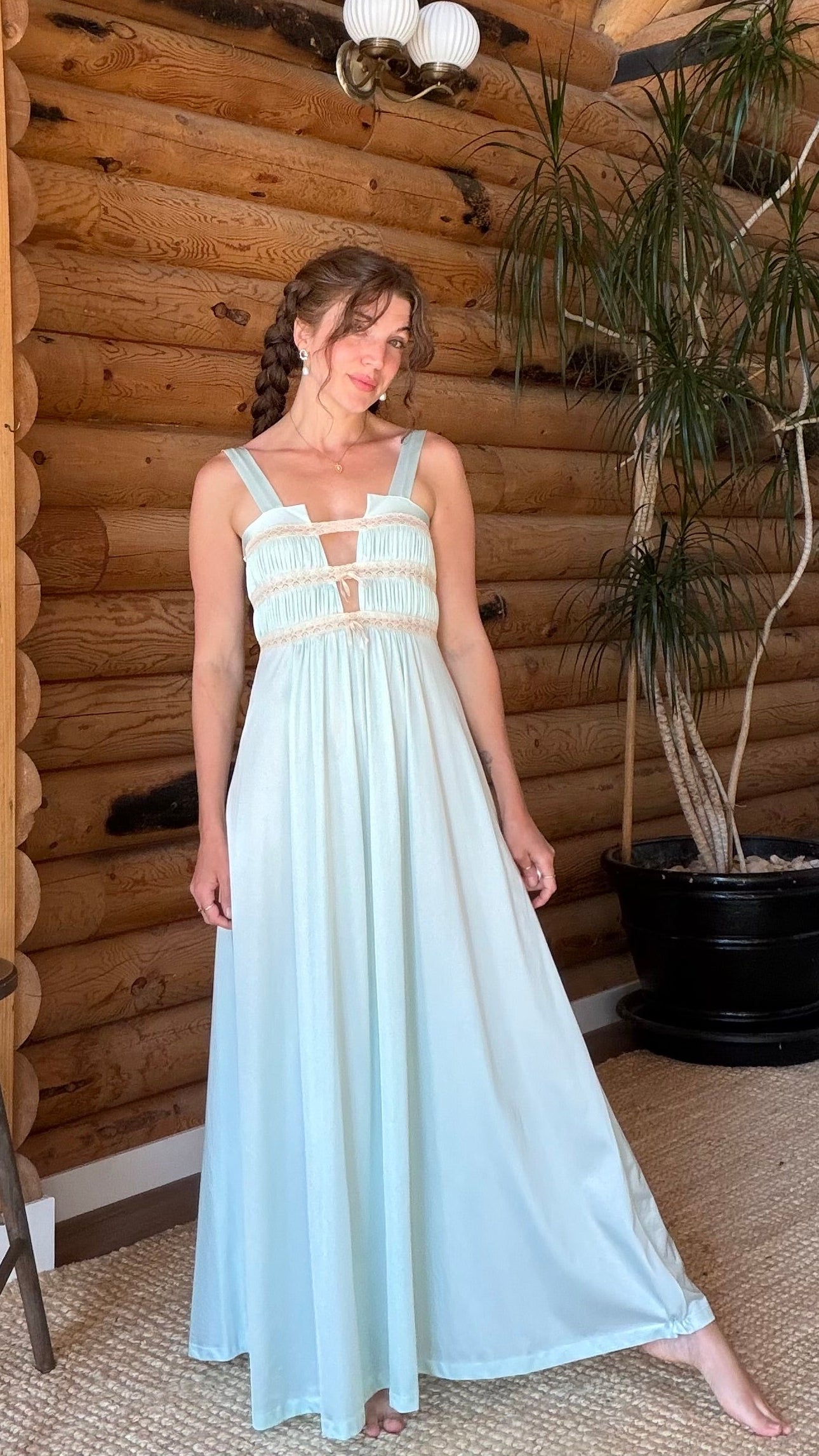Rare 1970s Seafoam Goddess Nightgown
