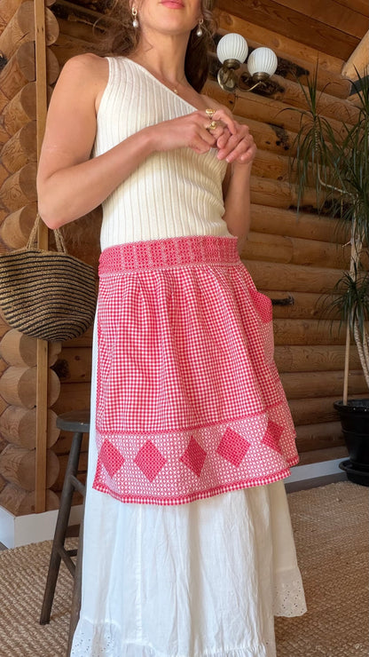 Cherry Gingham Patchwork Apron