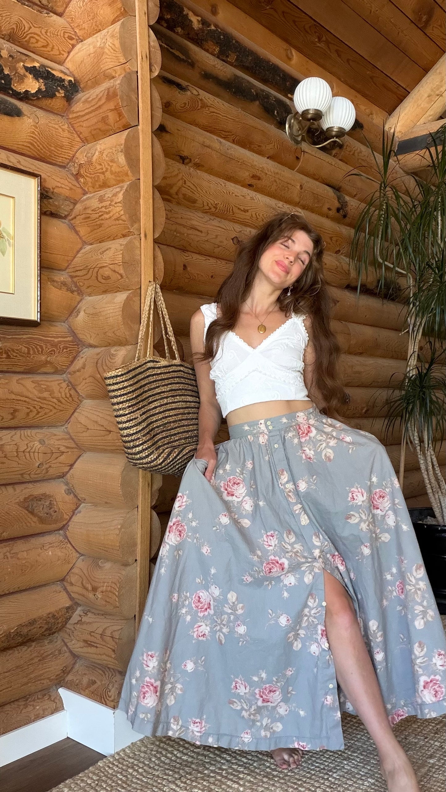 Dusty Blue Rose Skirt