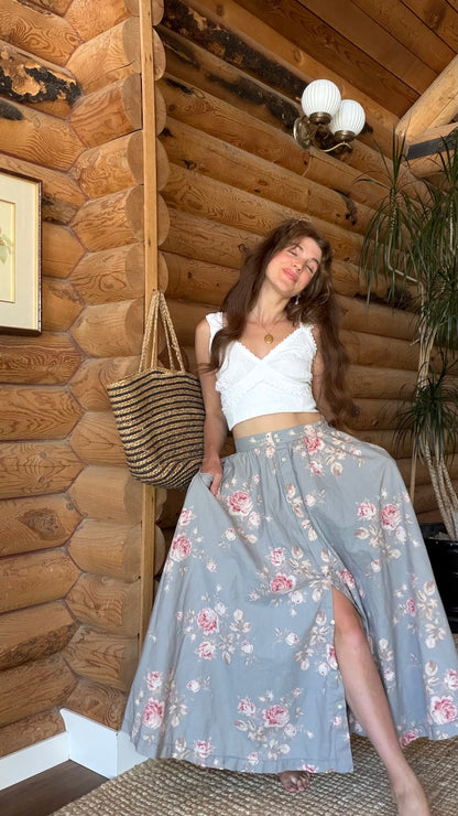 Dusty Blue Rose Skirt