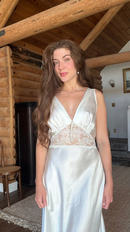 Ivory Bias Cut Lace Gown