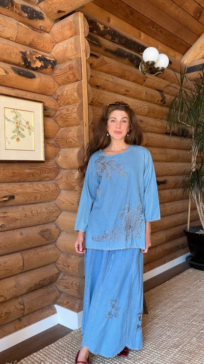 Bluebell Embroidered Cotton Set