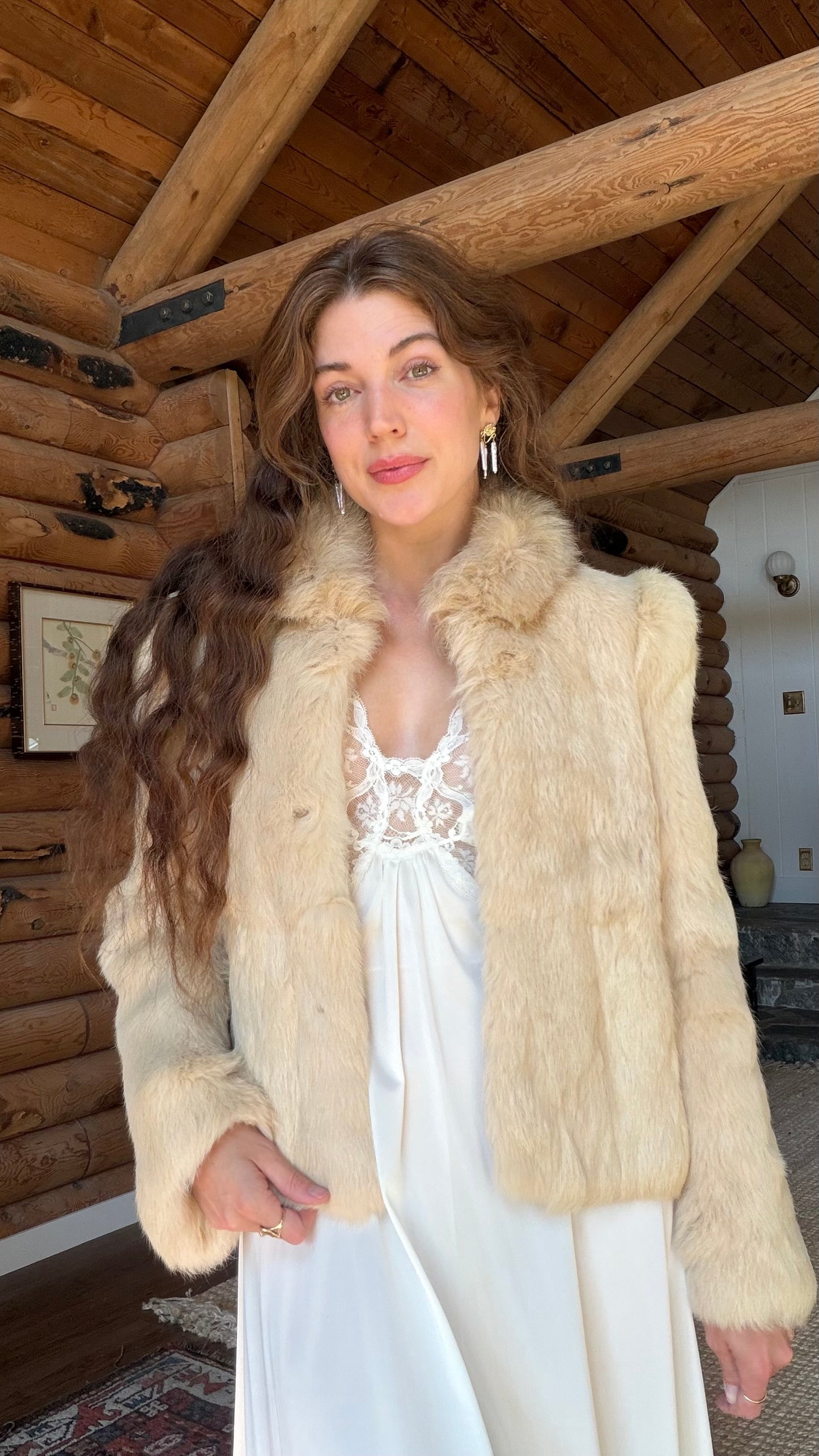 Cream Rabbit Fur Bridal Jacket