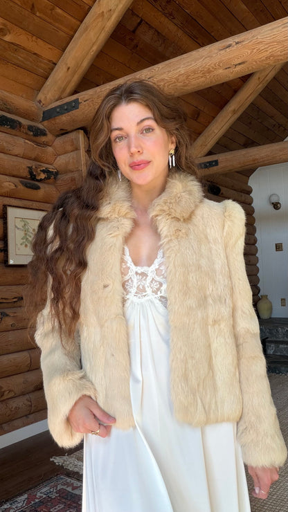 Cream Rabbit Fur Bridal Jacket